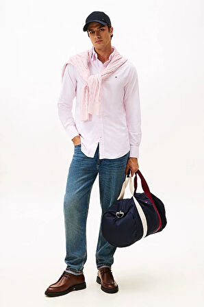 Erkek Regular Fit Çizgili Pamuklu Oxford Gömlek - Pembe | S