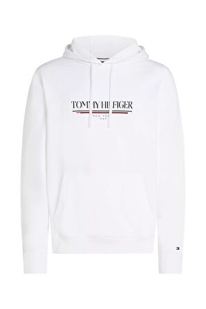 Erkek Brand Love Hilfiger Hoodie Sweatshirt - Beyaz | M