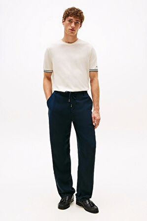 Erkek Kol Ucu Çizgili Kısa Kollu Triko T-Shirt - Krem | XS