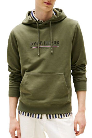 Erkek Kapüşonlu Baskı Logolu Sweatshirt - Haki | XS