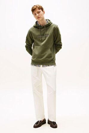 Erkek Kapüşonlu Baskı Logolu Sweatshirt - Haki | XS