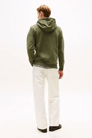Erkek Kapüşonlu Baskı Logolu Sweatshirt - Haki | XS