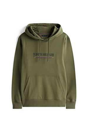 Erkek Kapüşonlu Baskı Logolu Sweatshirt - Haki | XS