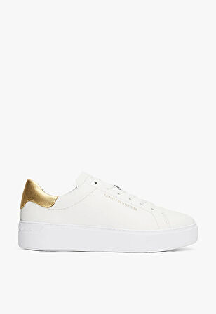 Tommy Hilfiger Kadın Klasik Platformlu Kort Tarzı Gold Sneaker FW0FW087560HT