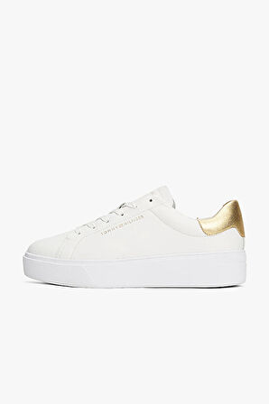 Tommy Hilfiger Kadın Klasik Platformlu Kort Tarzı Gold Sneaker FW0FW087560HT