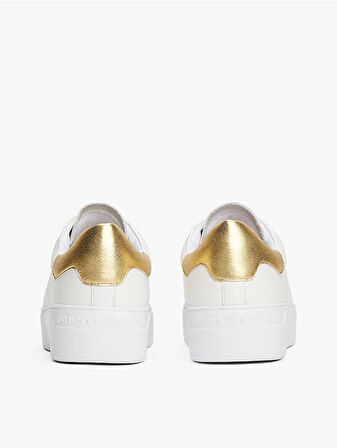 Tommy Hilfiger Kadın Klasik Platformlu Kort Tarzı Gold Sneaker FW0FW087560HT