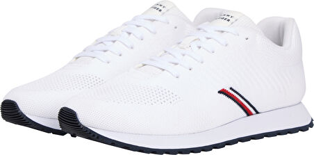 TOMMY HILFIGER Erkek Marka Logolu Kalın Tabanlı Elastık Bağcıklı Günlük Kullanıma Uygun 1Beyaz Sneaker FM0FM05648 YBS