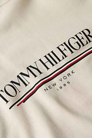 Erkek Kapüşonlu Baskı Logolu Sweatshirt - Ekru | XL