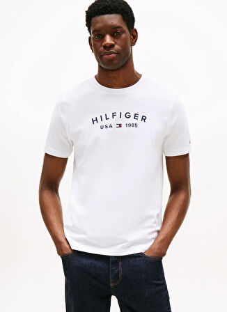 Tommy Hilfiger Bisiklet Yaka Beyaz Erkek T-Shirt MW0MW39356YBR_FATHERS DAY TEE