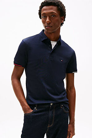 Erkek İnterlock Flagcuff Polo T-Shirt - Lacivert | L