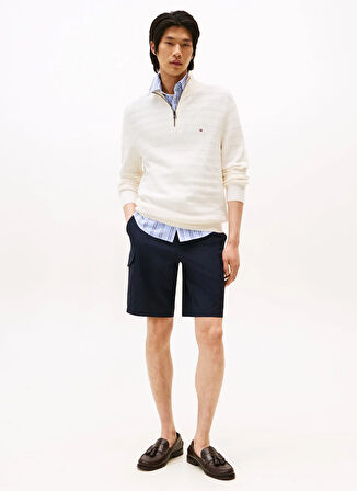 Tommy Hilfiger Bisiklet Yaka Normal Sarı Erkek Kazak MW0MW39536Z00_STRIPE STRUCTURE ZIP