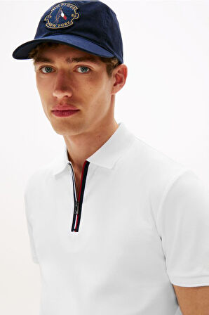 Erkek Interlock Zip Polo - Beyaz | XS