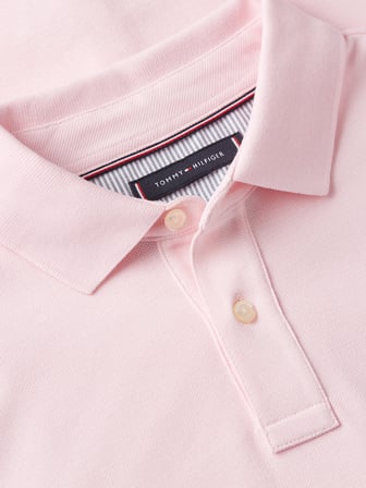 TOMMY HILFIGER Erkek Marka Logolu Organik Pamuklu Polo Yakalı Kısa  Kollu Günlük Kullanıma Uygun Şık Görünümlü Pembe3 Polo Yaka T-Shirt MW0MW17770 TPB