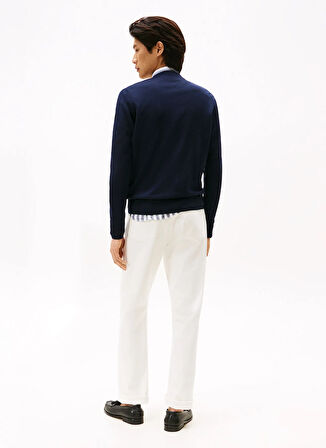 Tommy Hilfiger Bisiklet Yaka Normal Mavi Erkek Kazak MW0MW39775DW5_DC FINE MERINO WOOL C