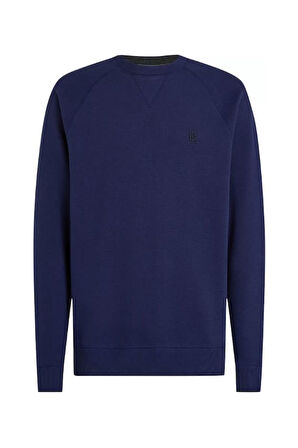 Erkek Regular Fit Monogram Logolu Esnek Sweatshirt - Lacivert | L