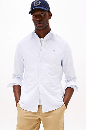 Erkek Regular Fit Çizgili Oxford Gömlek - Mavi | 2XL