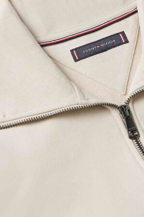 Erkek Essential Terry Fermuarlı Dik Yaka Sweatshirt - Bej | S