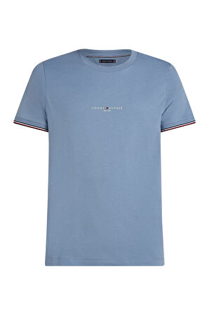 Erkek Tommy Logo Tipped T-Shirt - Açık Mavi | S