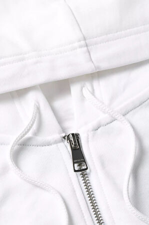 Erkek Hilfiger Stacked Kapüşonlu Fermuarlı Sweatshirt - Beyaz | M