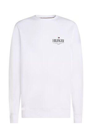 Erkek Göğüs Logo Baskılı Sweatshirt – Beyaz | M