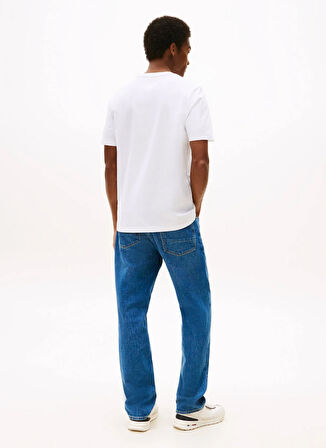 Tommy Hilfiger Bisiklet Yaka Beyaz Erkek T-Shirt MW0MW39357YBR_HILFIGER FLOCK TEE