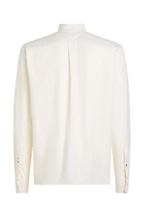 Erkek Oxford Çizgili Düğmeli Yaka Gömlek – Sarı/Beyaz | L