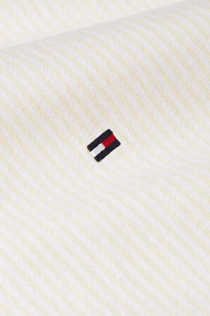 Erkek Oxford Çizgili Düğmeli Yaka Gömlek – Sarı/Beyaz | L