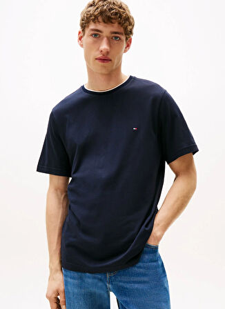 Tommy Hilfiger Bisiklet Yaka Mavi Erkek T-Shirt MW0MW39368DW5_COTTON MODAL TEE