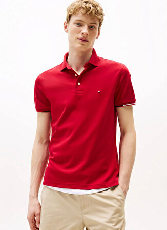 Tommy Hilfiger Kırmızı Erkek Polo T-Shirt MW0MW39348XLD_INTERLOCK FLAGCUFF SL