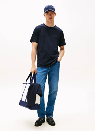 Tommy Hilfiger Bisiklet Yaka Mavi Erkek T-Shirt MW0MW39368DW5_COTTON MODAL TEE