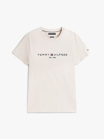 TOMMY HILFIGER Erkek Marka Logolu Organik Pamuklu Günlük Kullanıma Uygun Bej T-Shirt MW0MW11797 HGF