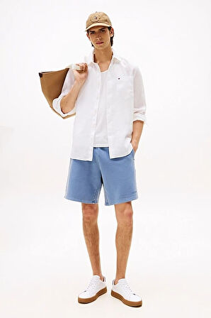 Erkek Th Piece Dye Linen Regular Fit Gömlek - Beyaz | M