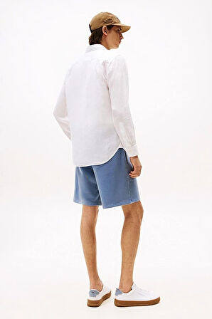 Erkek Th Piece Dye Linen Regular Fit Gömlek - Beyaz | M