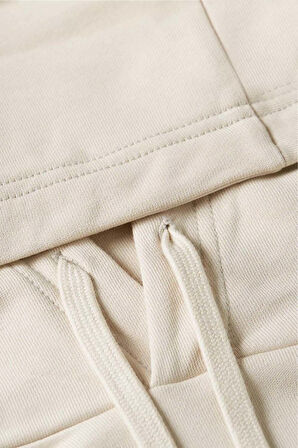 Erkek Essential Terry Kapüşonlu Sweatshirt - Bej | XS