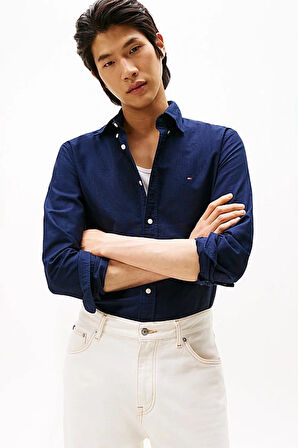 Erkek Düğmeli Yaka Oxford Gömlek – Lacivert | S