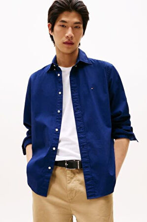 Erkek Regular Fit Düğmeli Yaka Poplin Gömlek - Lacivert | M