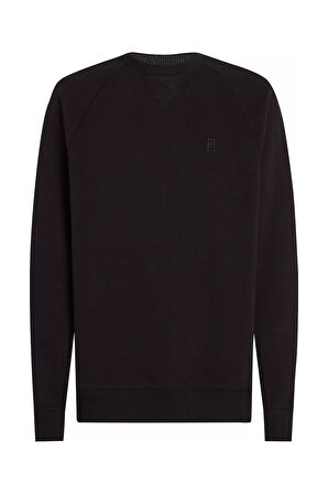 Erkek Monogram Logolu Sweatshirt - Siyah | XS