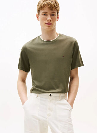 Tommy Hilfiger Bisiklet Yaka Yeşil Erkek T-Shirt MW0MW39368PLI_COTTON MODAL TEE