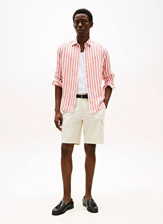 Tommy Hilfiger Normal Gömlek Yaka Turuncu Erkek Gömlek MW0MW394760DM_LT OXFD REGATTA STRIP