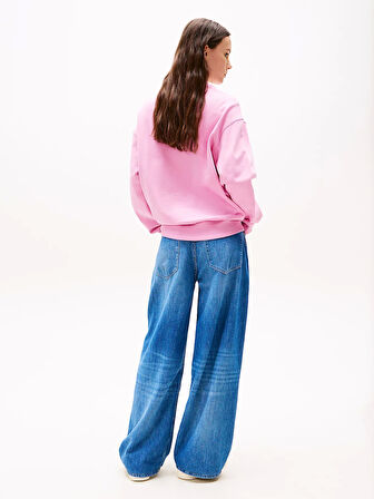 Tommy Jeans TJW RLX GRADIENT FLAG CREW Kadın Pembe Kazak DW0DW21396U06