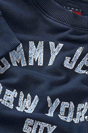 Kadın BXY Varsity Overdye Bisiklet Yaka Sweatshirt - Lacivert | M