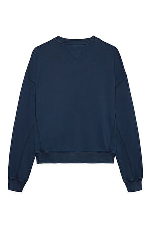 Kadın BXY Varsity Overdye Bisiklet Yaka Sweatshirt - Lacivert | M