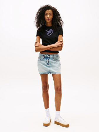 TOMMY HILFIGER Kadın  Siyah T-Shirt DW0DW21390 BDS