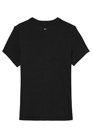 Kadın TJW Slim Script Label SS T-Shirt - Siyah | S