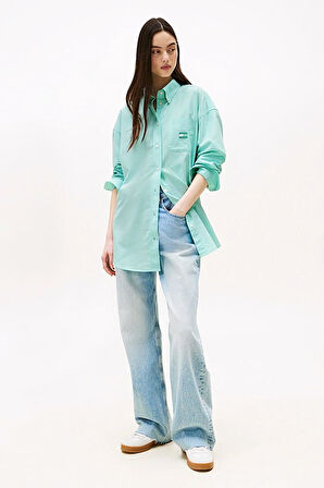 Kadın Oversize Cep Detaylı Gömlek - Mint Yeşili | M