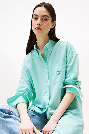 Kadın Oversize Cep Detaylı Gömlek - Mint Yeşili | M