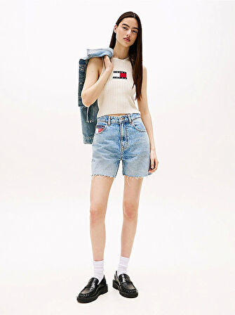 Tommy Jeans TJW RIB RACER TANK Kadın Beyaz Kazak DW0DW20975YBL