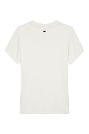 Kadın TJW Slim Script Label SS Tee EXT T-Shirt - Ekru | XS