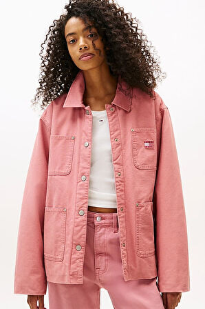 Kadın Yama Cepli İş Ceketi - Pembe | L