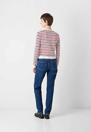 Tommy Jeans Kadın Klasik Bisiklet Yaka Beyaz Kazak DW0DW209760FG